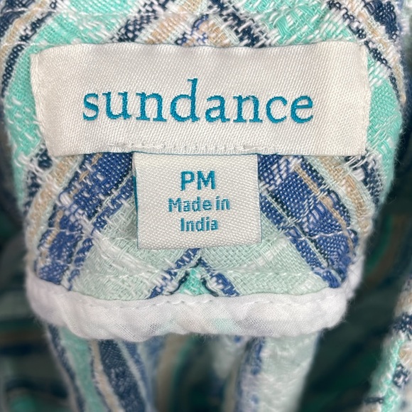 SUNDANCE Gigi Lightweight Blue & Green Plaid Drawstring Waist Pants Size PM - Picture 4 of 5